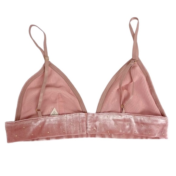 Intimately free people blush pink velvet gold dot bralette size Small - Picture 2 of 11
